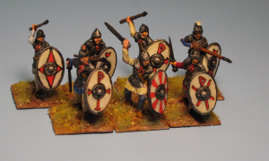 These figures match the size of the Germanic Warriors pretty well but the detail is pretty vague.  There was a large amount of cleanup to be done.  