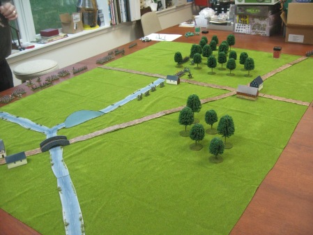 A view of the battlefield.  The 2nd Division is in position around Gemioncourt and the Bosu Woods.