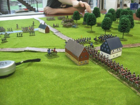 3:00 Wellington arrives along with the 5th division.  The regiment of Dutch Hussars near the woods would take massive casualties from artillery fire and quit the field.  