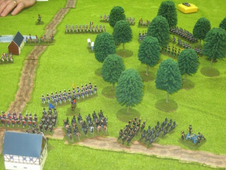 4:00.  The Brunswick legion enter the fray.  The light infantry help restore the deteriorating situation in the woods.